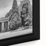 Framed canvas of a textured depiction of Denver skyline in black with colorful accents, ideal for large living room walls.