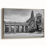Framed canvas featuring a vintage-style Denver landscape in black with gold detailing, ideal for bedroom wall decor.