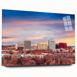 Large abstract wall art of Colorado Springs scenery on acrylic glass, in muted earth tones.