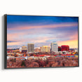 Framed canvas of a black and white vintage landscape painting of Colorado Springs, ideal for bedroom decor.