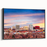 Framed canvas of a black and white vintage landscape painting of Colorado Springs, ideal for bedroom decor.