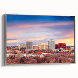 Landscape art painting of Colorado Springs with colorful palette on framed canvas, suitable for living room decor.
