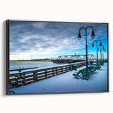 Black and white framed canvas depicting a vintage Connecticut landscape, suitable for bedroom decor.