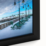 Extra large framed canvas featuring a textured depiction of the Connecticut scenery in black with colorful accents.