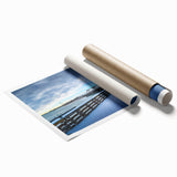 Large rolled canvas print featuring a serene Connecticut landscape with soft floral elements in pastel colors.