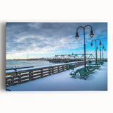 Black and white stretched canvas depicting a serene Connecticut landscape, ideal for kitchen wall art.