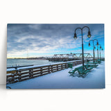 Black and white stretched canvas depicting a serene Connecticut landscape, ideal for kitchen wall art.