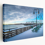 Side view of a stretched canvas depicting the Connecticut landscape in muted earth tones, ideal for kitchen wall art.