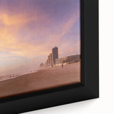 Framed canvas of textured Daytona scenery in black with vibrant color accents, ideal for living room decor.