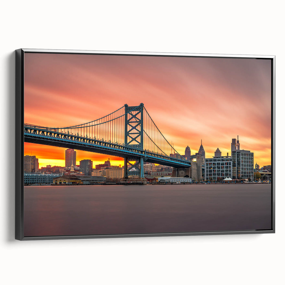Black and white framed canvas of Delaware landscape, featuring vintage poster art style, ideal for bedroom decor.
