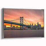 Framed canvas featuring a vintage-style Delaware landscape painting with colorful art on a black background.