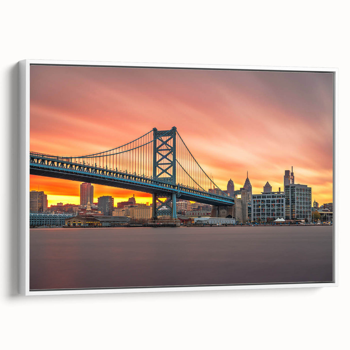 Vintage poster art of Delaware scenery on extra large framed canvas, featuring colorful art on a black background.