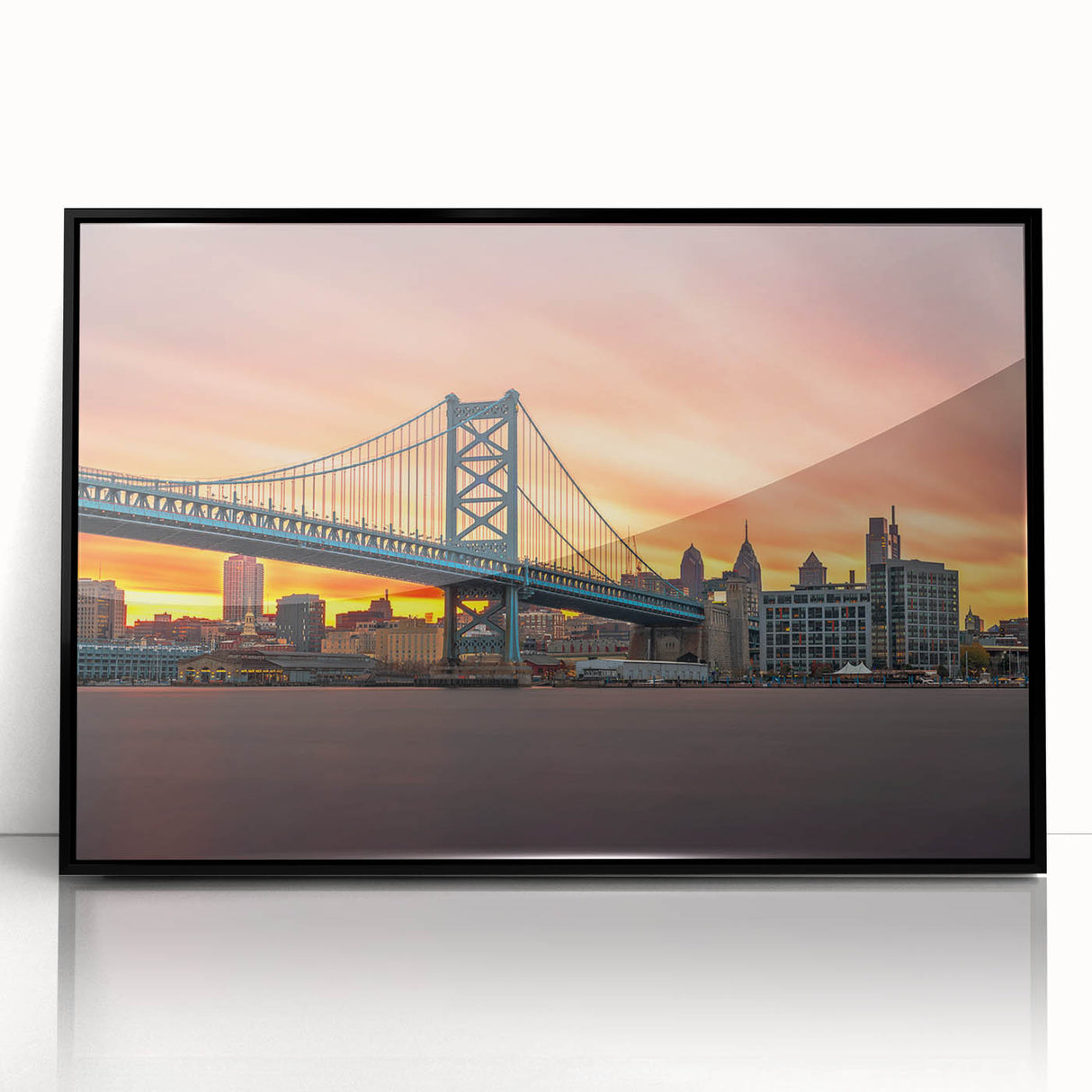 Large abstract wall art depicting Delaware scenery in muted earth tones on a framed acrylic.