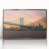 Mid-century modernist acrylic print of Delaware scenery in muted gold tones, ideal for nursery wall decor.