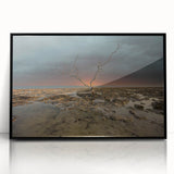 Large abstract wall art depicting the Florida Keys in muted blue and green tones on a framed acrylic panel.