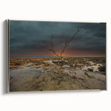 Landscape art painting of the Florida Keys on a framed canvas, featuring vibrant blues and greens.