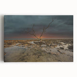 Black and white stretched canvas featuring a panoramic view of the Florida Keys, ideal for kitchen wall art.