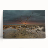 Black and white stretched canvas featuring a panoramic view of the Florida Keys, suitable for kitchen wall art.