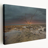 Large wall art featuring a serene Florida Keys landscape in soft blue and green tones on stretched canvas.