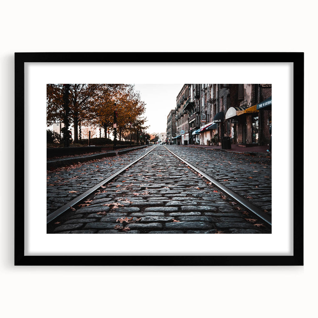 Extra large abstract art print of colorful, textured Savannah scenery on a black framed canvas, ideal for living room decor.