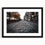 Extra large abstract art print of colorful, textured Savannah scenery on a black framed canvas, ideal for living room decor.