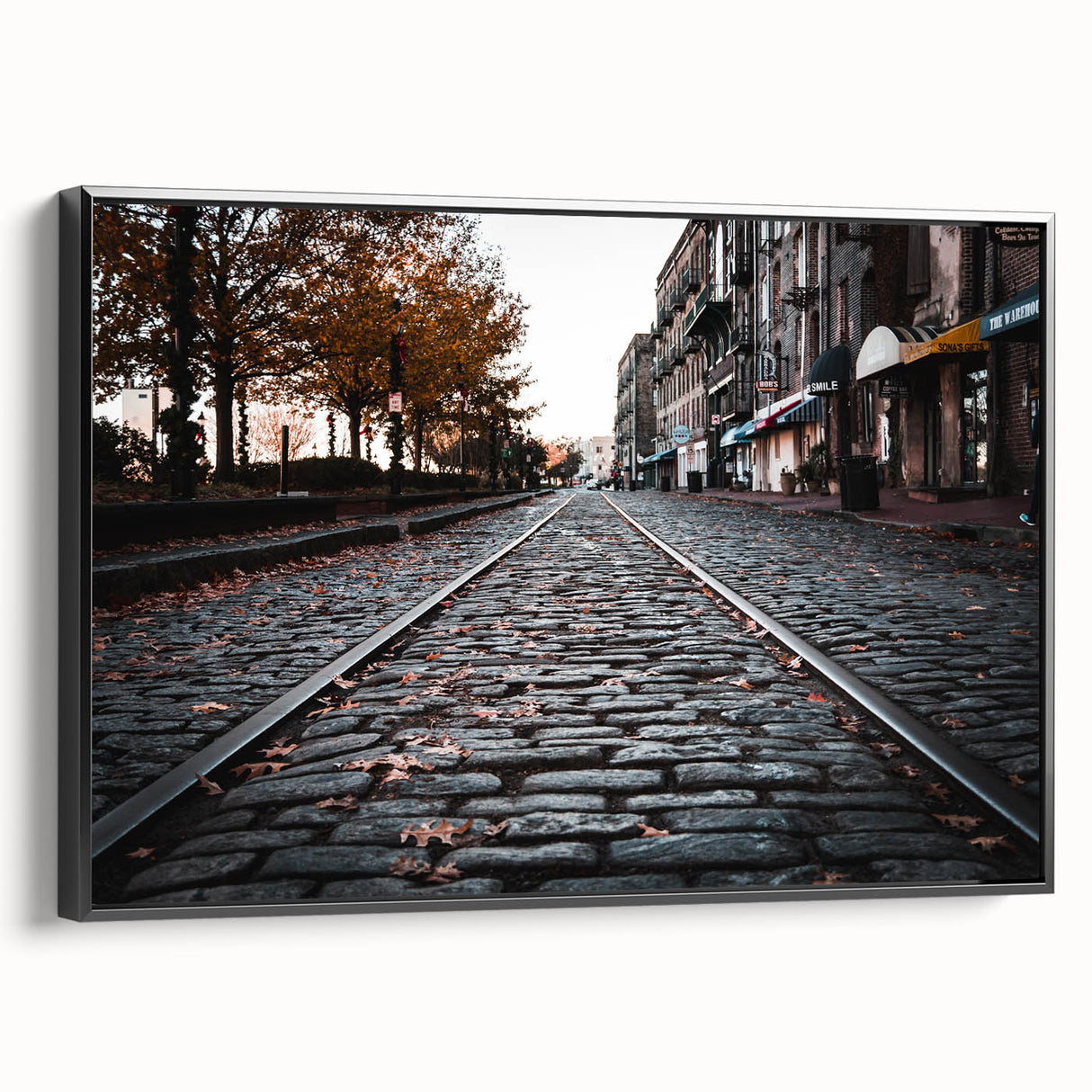 Black and white framed canvas depicting a vintage Savannah landscape, ideal for bedroom wall decor.