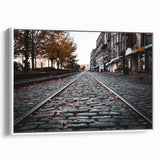 Vintage poster art of Savannah, Georgia in colorful hues on a white framed canvas, suitable for large living room walls.