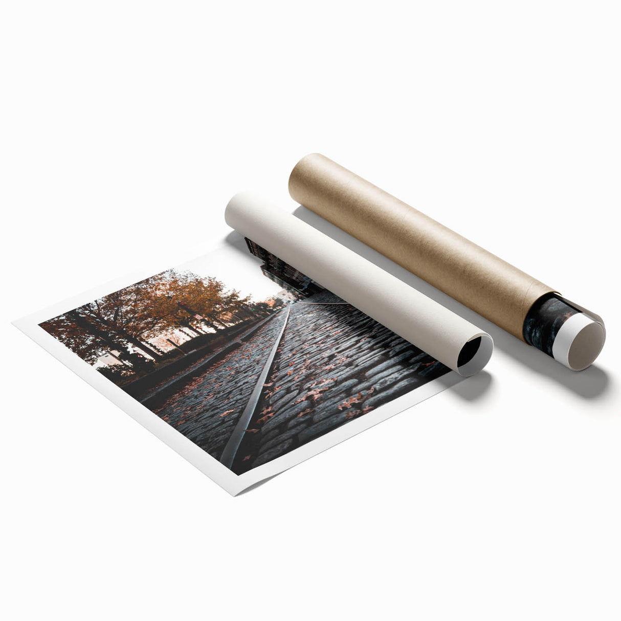 Extra large rolled print featuring a Savannah, Georgia scenery with floral elements in soft pastel colors.