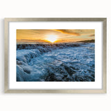 Textured abstract art print of Kauai scenery in silver frame, featuring muted earth tones, ideal for bedroom art.