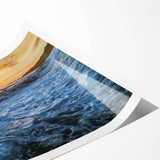 Extra large wall art featuring line art flowers in muted green and pink tones on a rolled print.