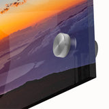 Large abstract wall art of Maui scenery in mid-century modernist style on acrylic glass, ideal for dining room art.