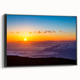 Black and white wall art featuring a vintage poster style landscape of Maui, framed canvas, ideal for bedroom decor.