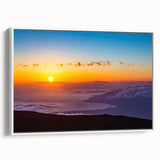 Vintage poster art of Maui scenery in vibrant colors on a large framed canvas, ideal for living room decor.