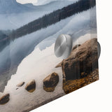 Large abstract wall art depicting a scenic Idaho landscape in muted earth tones on acrylic glass.