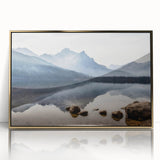 Large art print of a serene Idaho landscape in muted earth tones, framed in gold acrylic, ideal for modern art wall decor.
