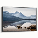 Black and white framed canvas of an Idaho landscape, ideal for bedroom wall decor.