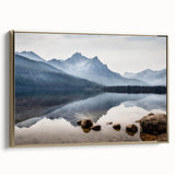 Framed canvas of a vintage Idaho landscape in black and gold tones, ideal for bedroom wall decor.