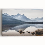 Black and white stretched canvas featuring a serene Idaho landscape, ideal for kitchen wall art.