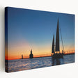 Large canvas print of Lake Michigan with soft blue and gray tones, suitable for kitchen wall art.