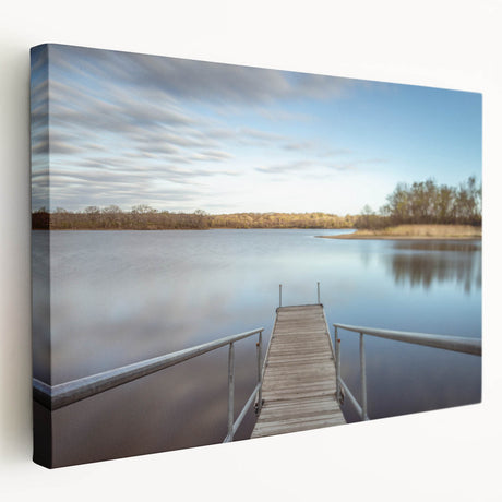 Large canvas wall art featuring a serene Iowa landscape in muted green and blue tones, ideal for kitchen wall decor.