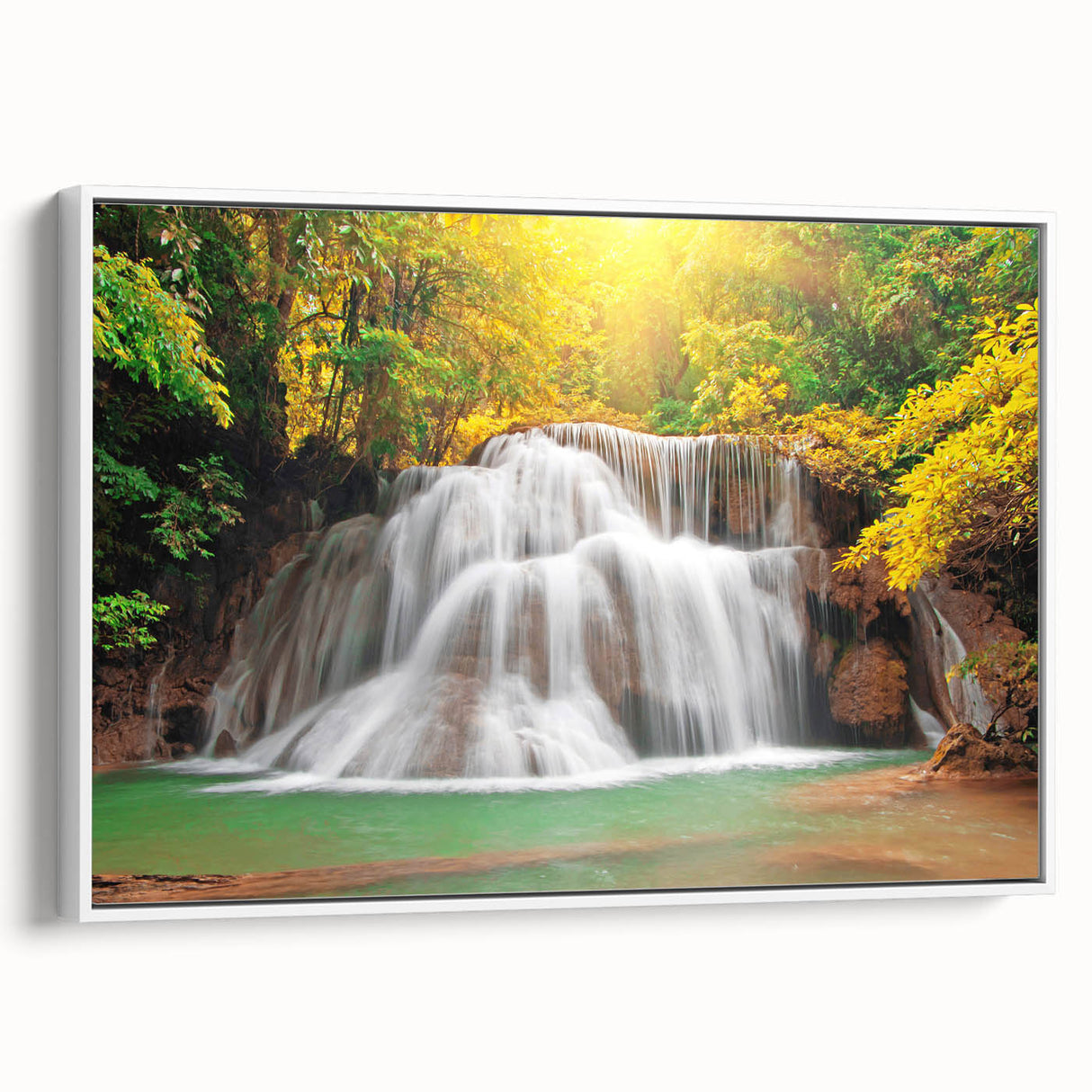 Vintage poster art of Kentucky scenery on a framed canvas, featuring a colorful palette, ideal for living room decor.