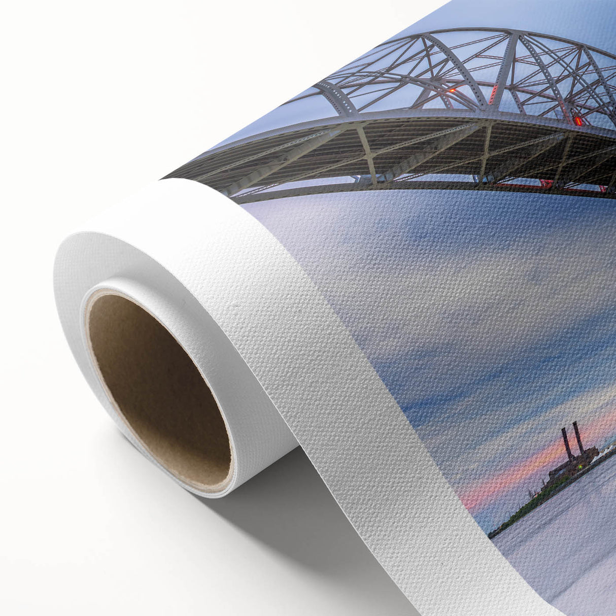 Art Deco style New Orleans skyline on rolled canvas, featuring pastel shades.
