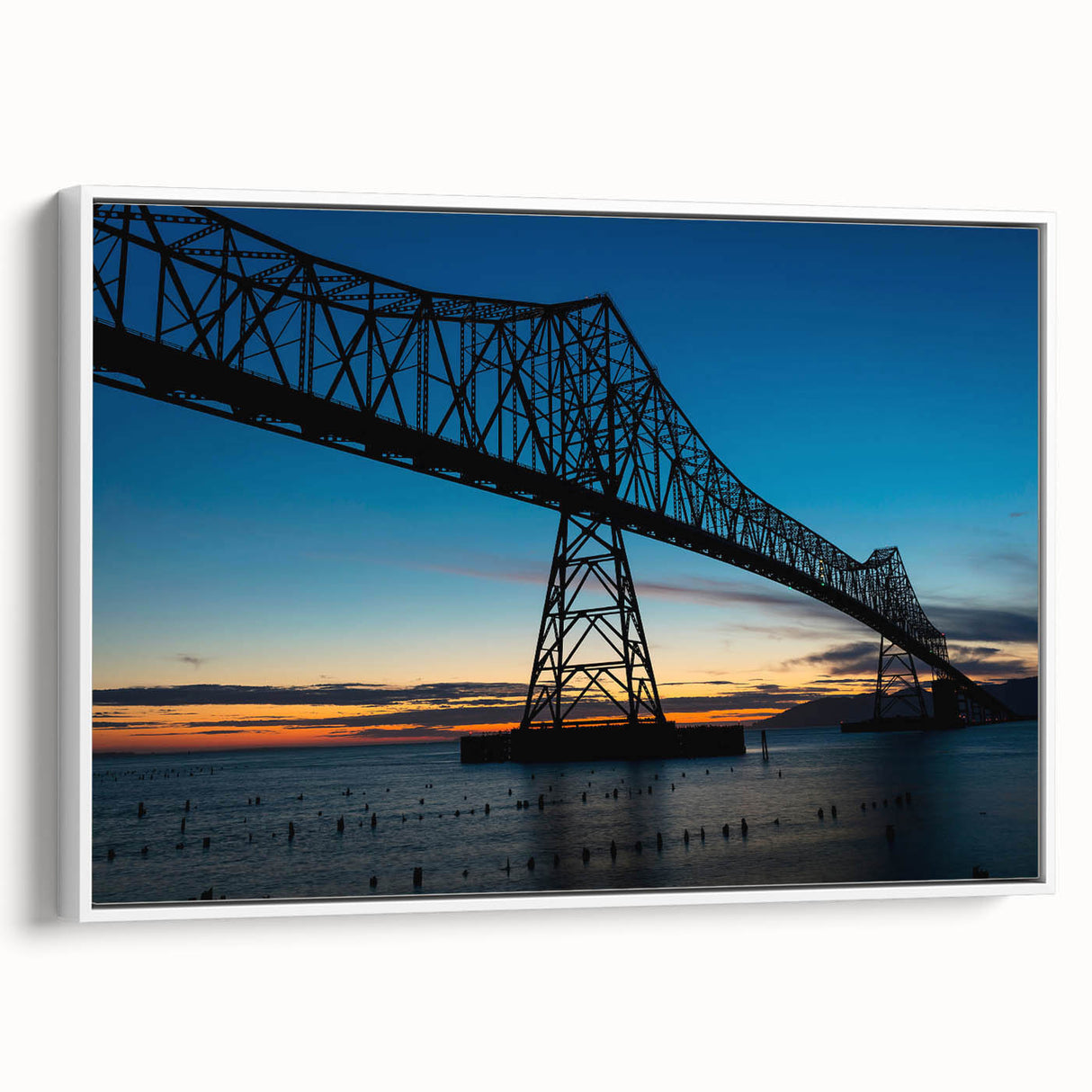 Vintage poster art of Louisiana scenery on extra large framed canvas, featuring vibrant colors against a black background.