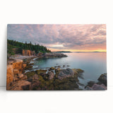 Black and white photo of Acadia National Park on large stretched canvas, ideal for kitchen wall art.