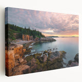 Acadia National Park landscape on large stretched canvas with vivid green and blue tones, suitable for kitchen wall art.