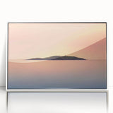 Framed acrylic print of a tranquil Maine landscape in soft blue and green tones, suitable for nursery wall art.