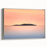 Framed canvas featuring a vintage-style landscape painting of Maine, with vibrant colors on a black background.