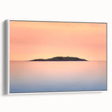 Vintage poster art of Maine scenery on extra large framed canvas, featuring colorful art with black accents.