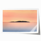 Scenic Maine coastline depicted in soft pastel shades on an extra-large rolled canvas, ideal for dining room wall art.