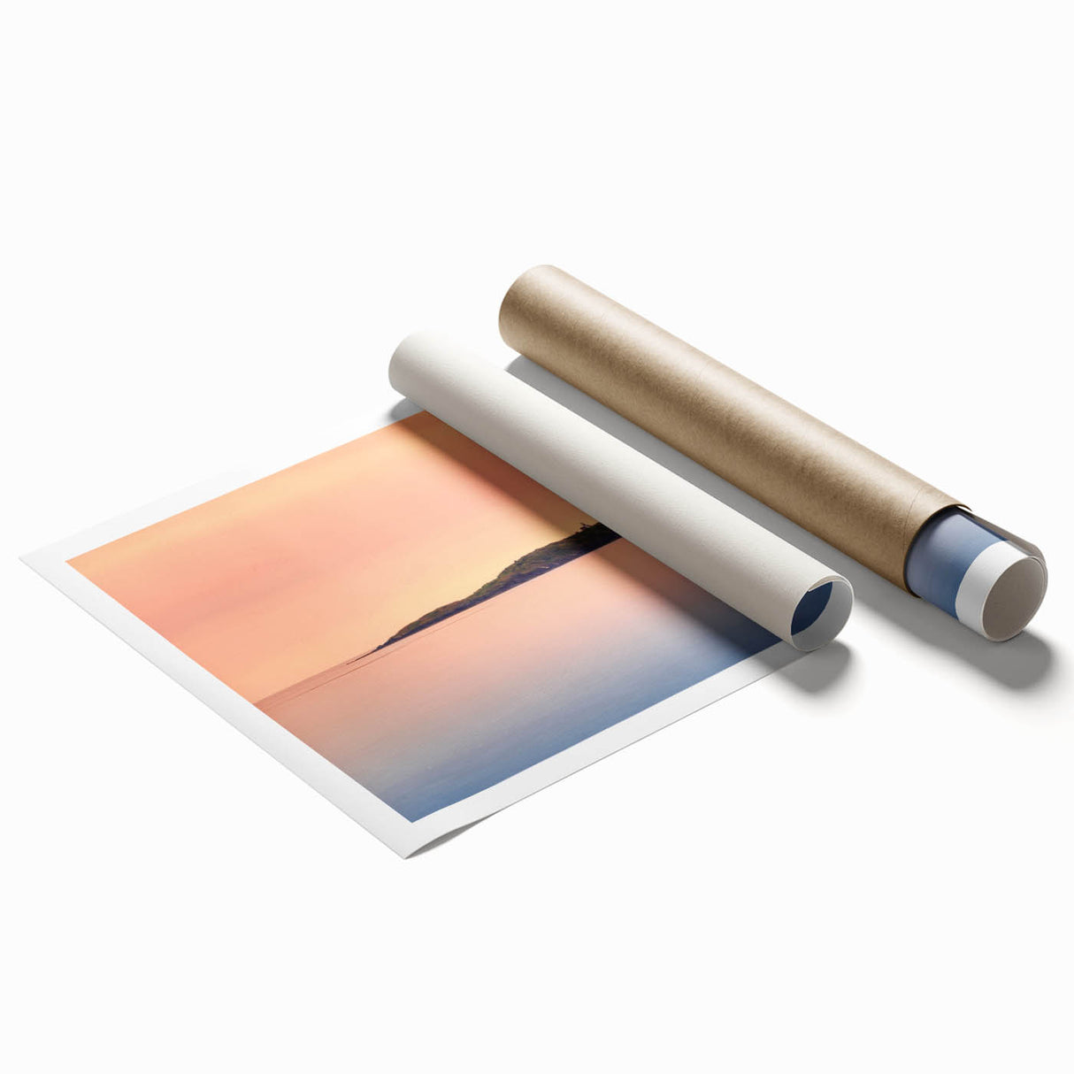 Extra large rolled print of Maine scenery with vibrant floral elements, ideal for classy bathroom wall art.